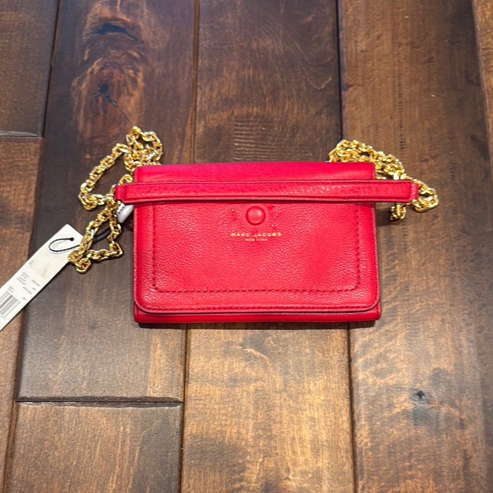 Marc Jacobs Red Crossbody Bag with Gold Chain Strap